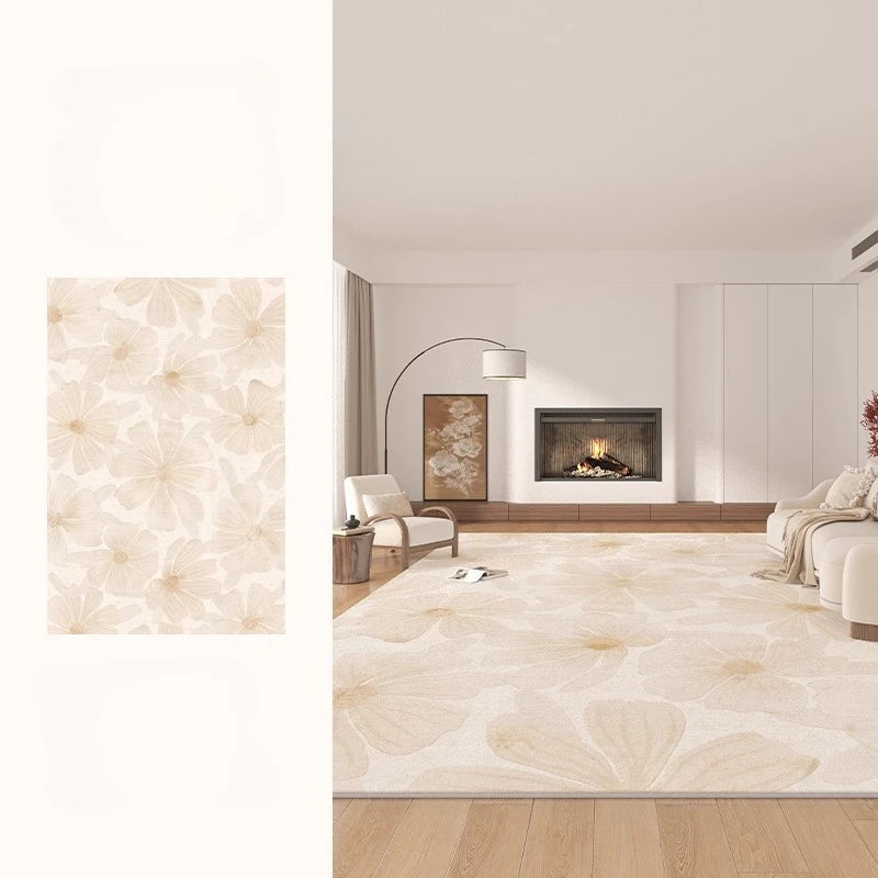 Maillard Style Carpets for Living Room Light Luxury Bedroom Decor Carpet Fluffy Soft French Floral Rug Home Thicken Plush Mat