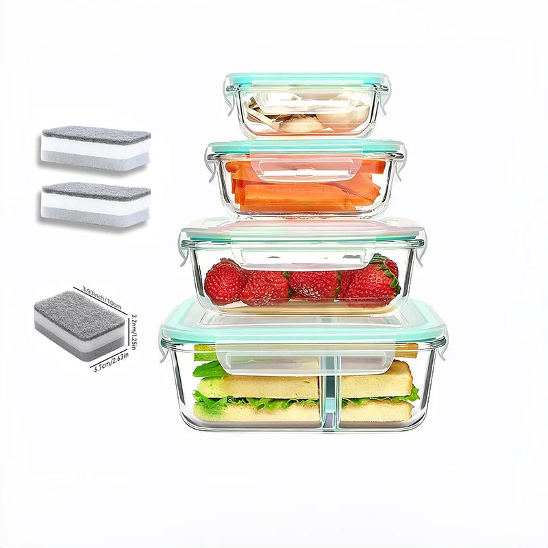 Glass Food Storage Containers 4-Pack With Lids Dishwasher Safe