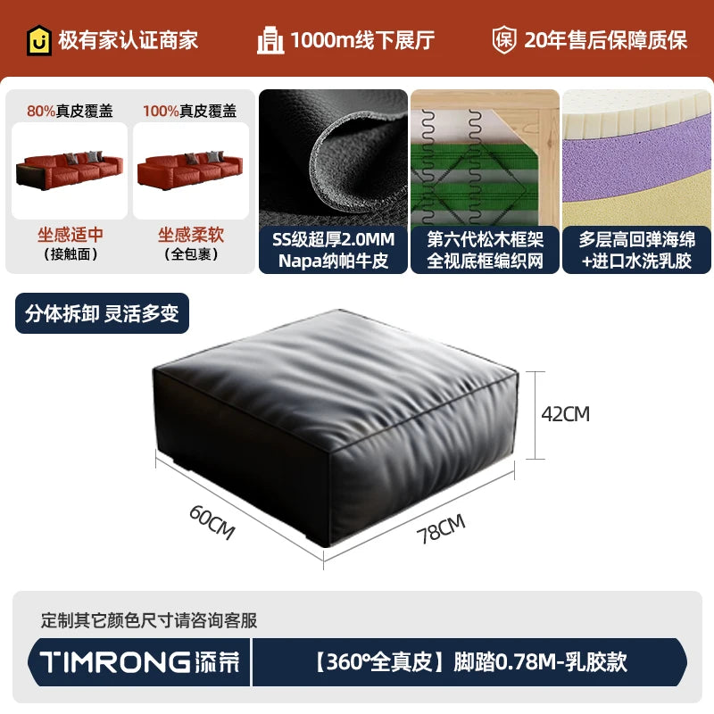 MDNG Genuine Leather Italian Style Sectional Sofa Family Living Room