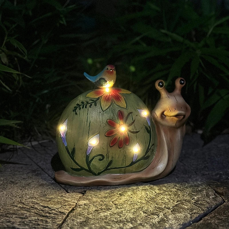 Solar Powered Garden Snail Statue Outdoor Decor For Courtyard Patio