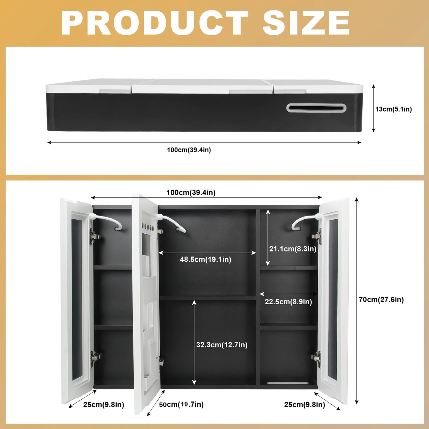 led mirror bathroom Large LED Lighted Medicine Cabinet w/ Mirror 2 Doors Medicine Cabinet Bathroom