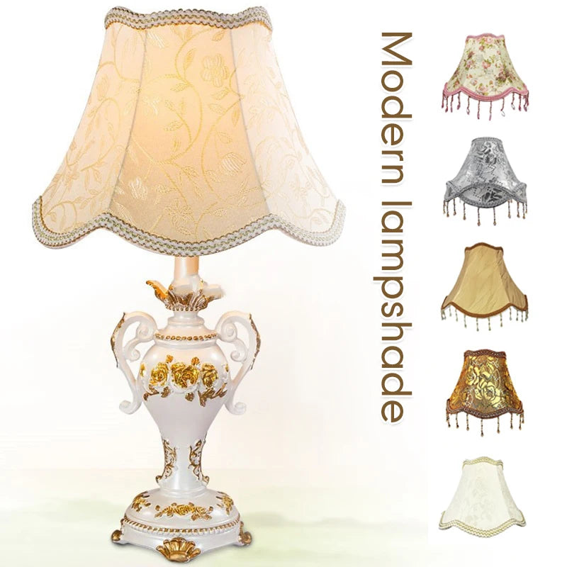 Vintage Floral Lampshade With Bead Trim For Nordic Home Decor