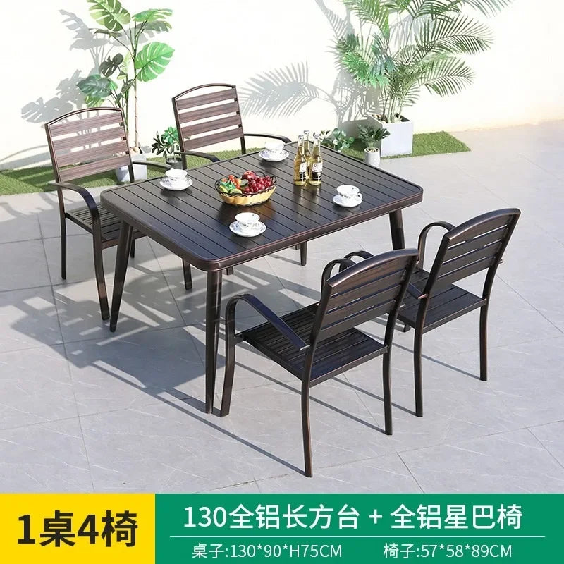 Outdoor Aluminum Alloy Patio Table And Chairs Set For Courtyards