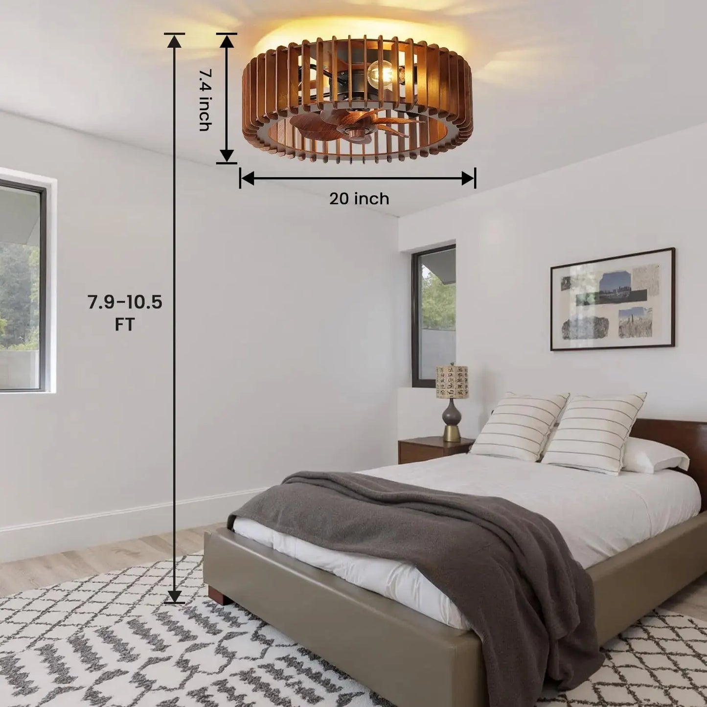 Scandinavian Ceiling Fan Pendant Light Wooden Pumpkin Design
