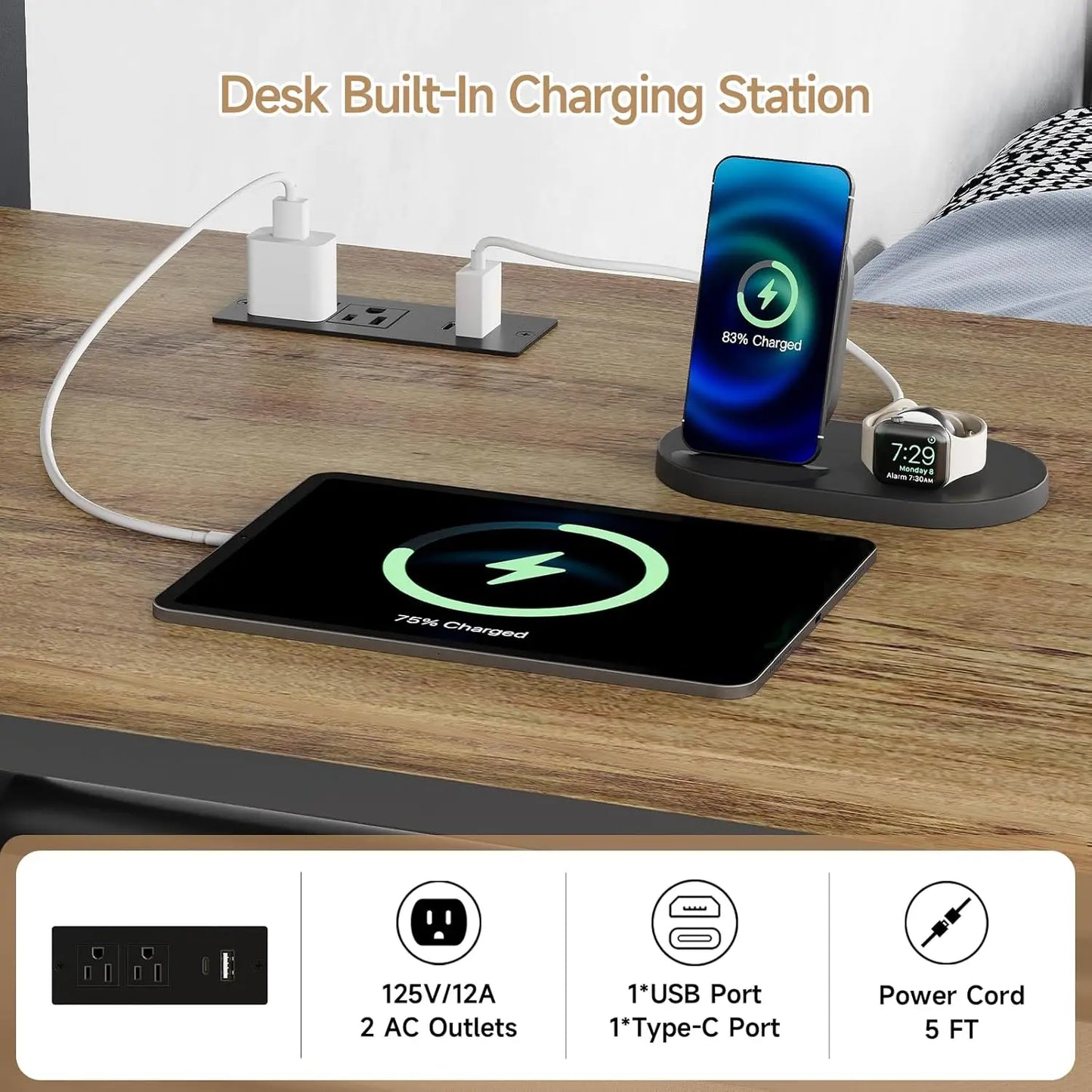 Twin Over Twin Bunk Bed With Charging Desk Heavy Duty