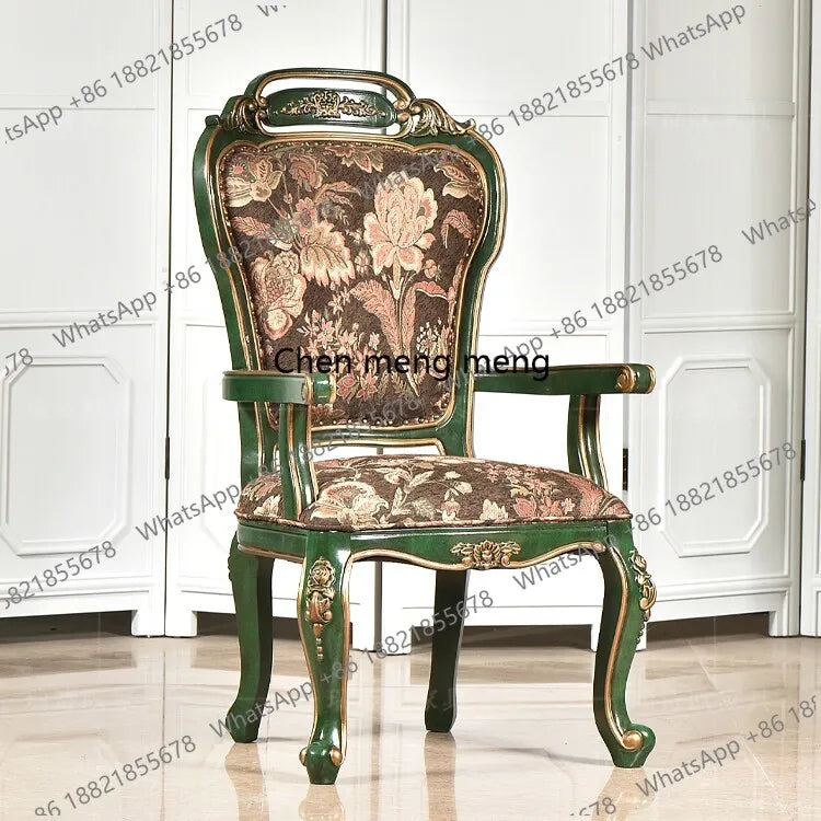 Y183 American country solid wood sofa chair casual backrest retro dining chair single fabric armchair