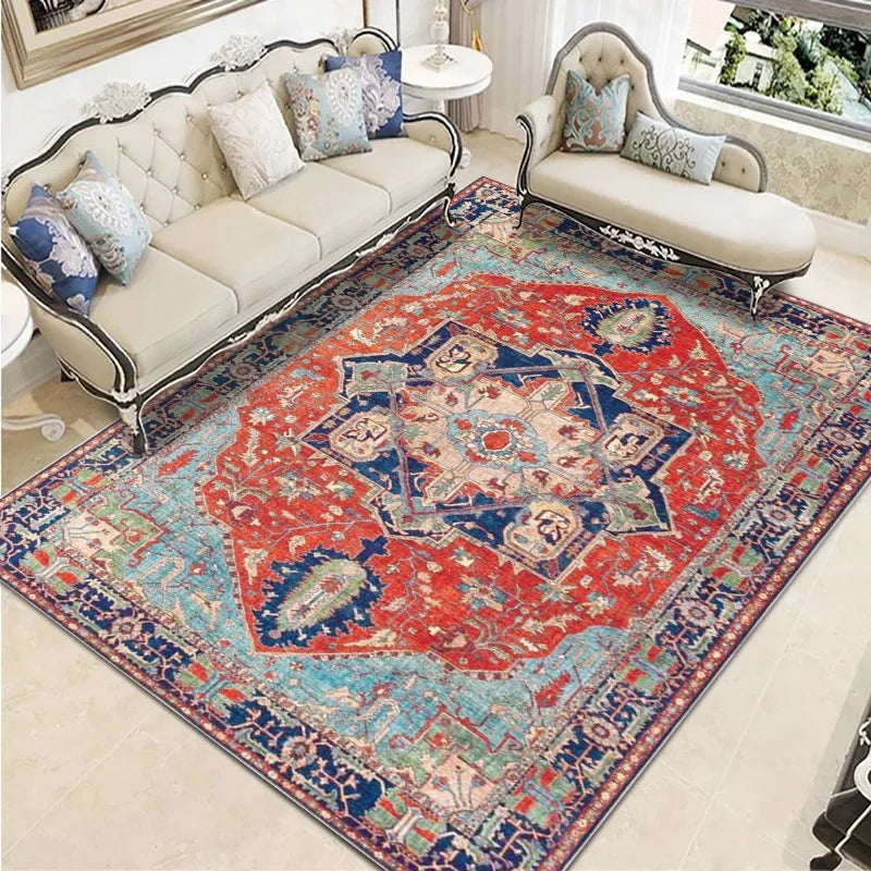 Geometric Persian Style Area Rug For Living Room And Bedroom Polyester Carpet