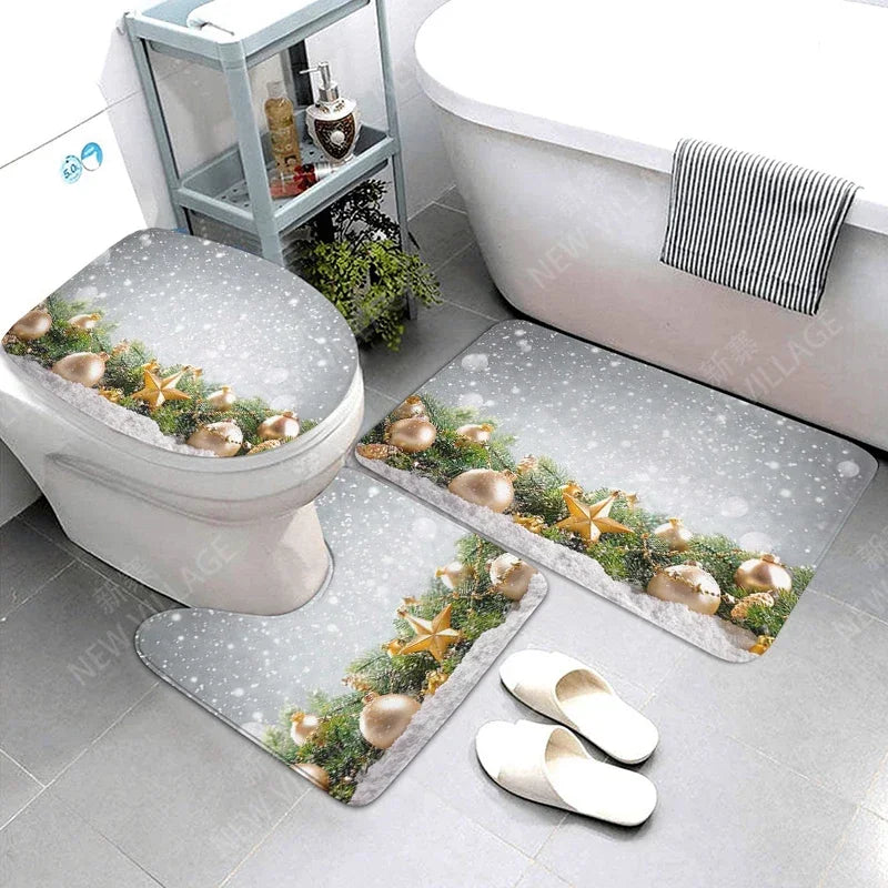 Modern Suede 3Pc Bathroom Mat Set Anti Slip Rug Eco-Friendly