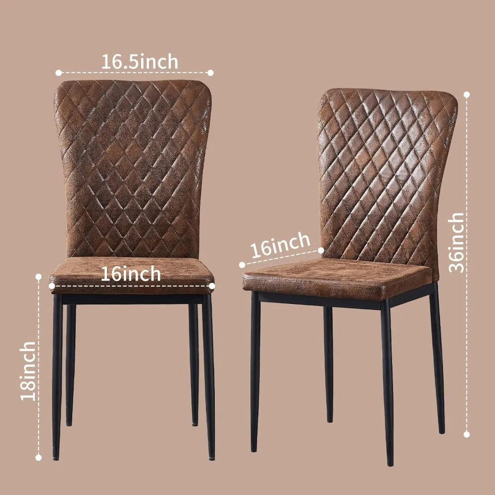 Modern Suede Dining Chairs Set Of 4 With Iron Frame
