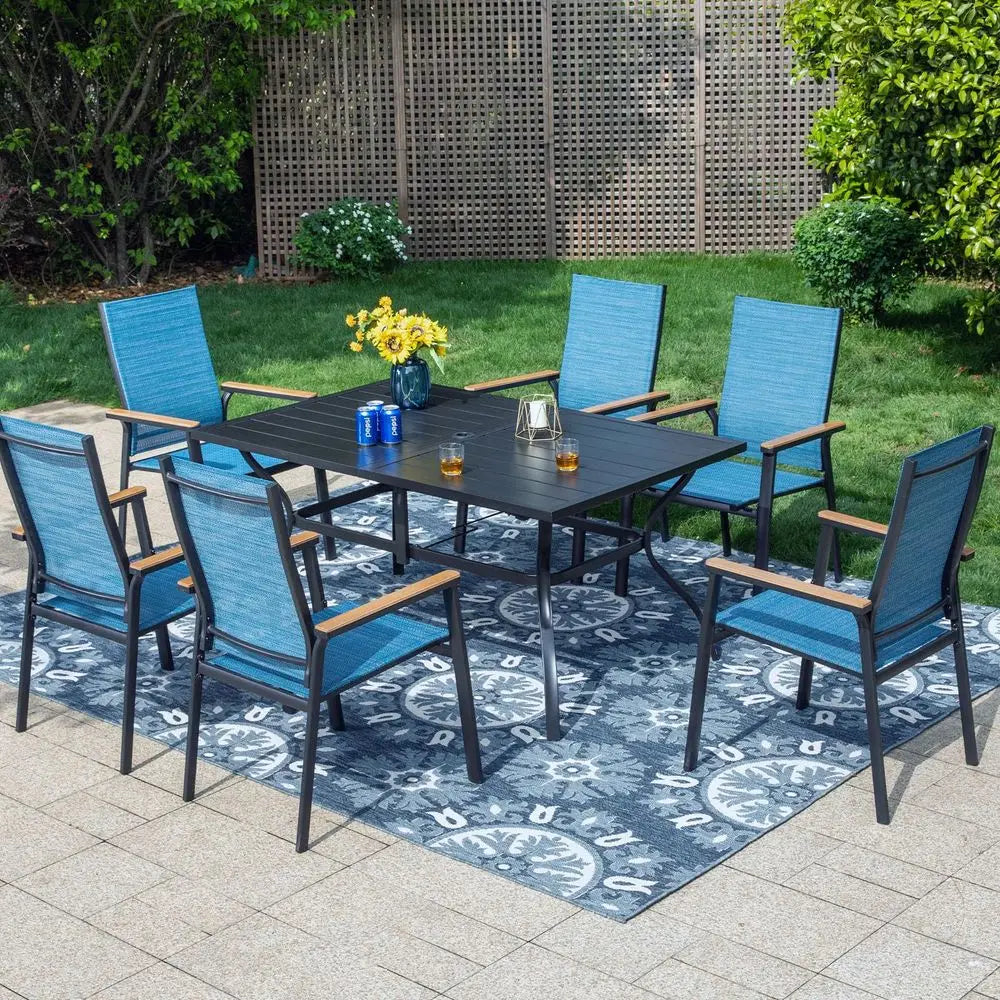 XMSJ 7-Piece Aluminum Patio Dining Set For Table And Chairs