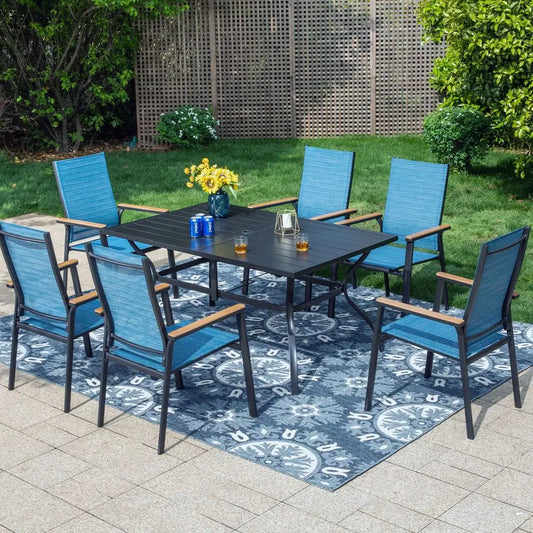 XMSJ 7-Piece Aluminum Patio Dining Set For Table And Chairs