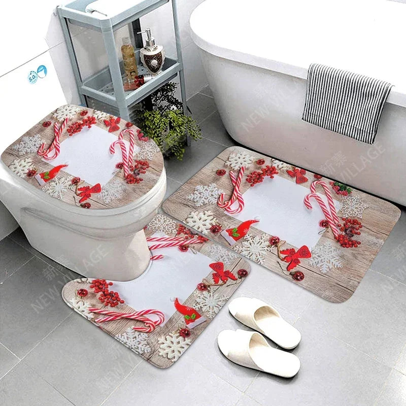 Modern Suede 3Pc Bathroom Mat Set Anti Slip Rug Eco-Friendly