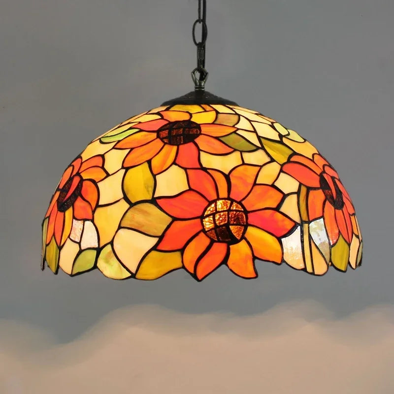 European Retro Colorful Glass Chandelier Bar Restaurant Creative Rural Bedroom Porch Balcony Mediterranean Light Fixture