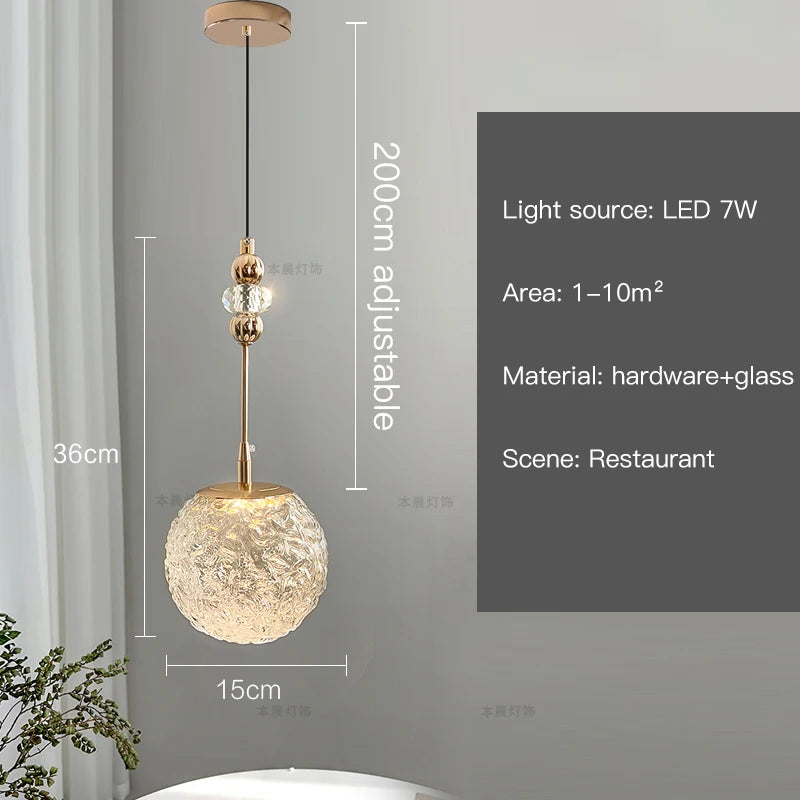Modern Bedroom Pendant Lamp LED Iron Base for Home and Hotel Hallway