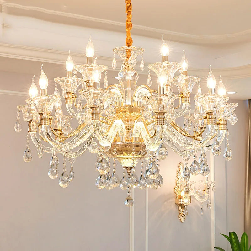 Hot European Style Villa Duplex Living Room Candle Crystal Chandelier Fashion Hotel Lobby Lobby Project Simple Lighting Lighting