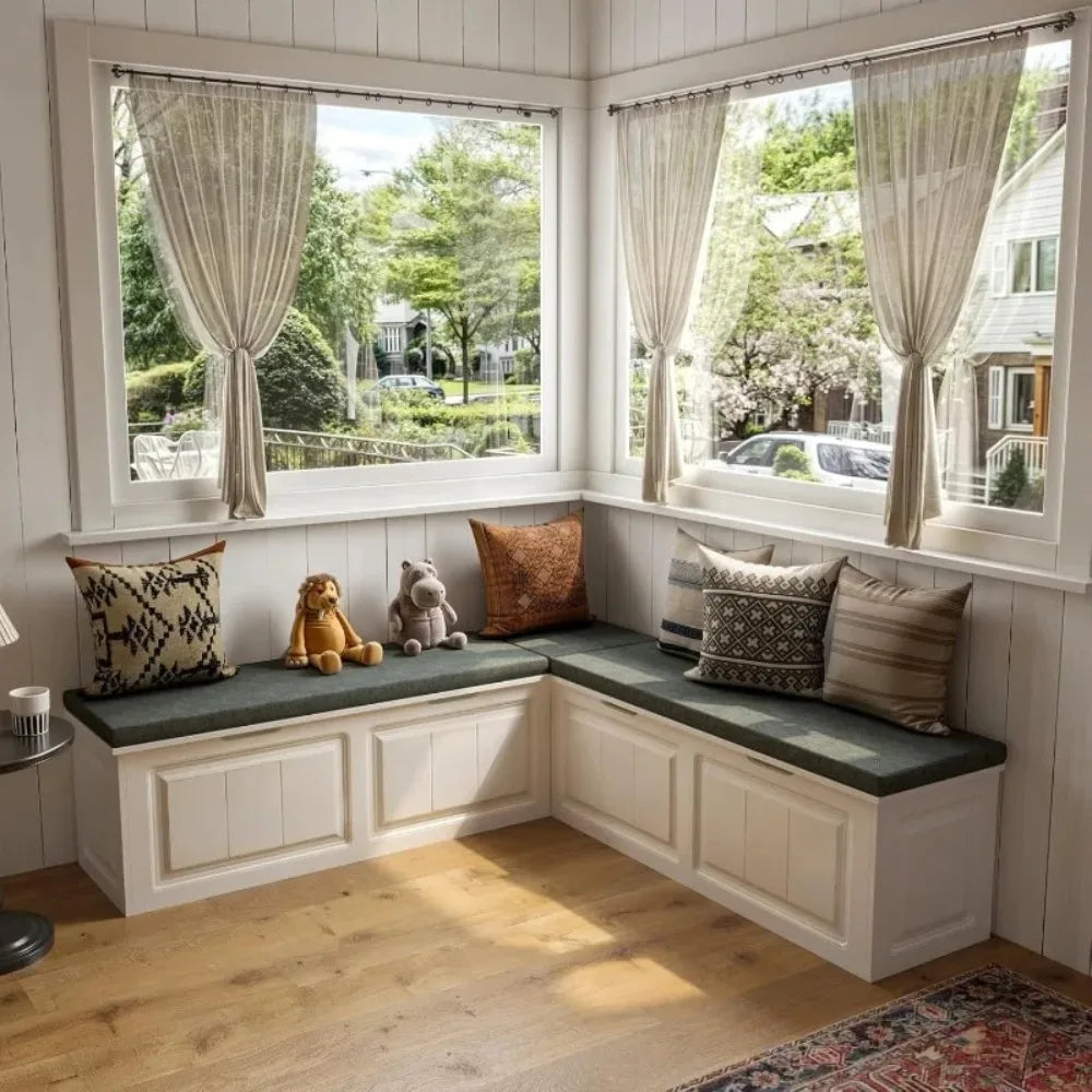 L Shape Storage Bench, Kitchen Breakfast Nook Bench, Backless Corner Bench Nook with Storage, Shoe Benches