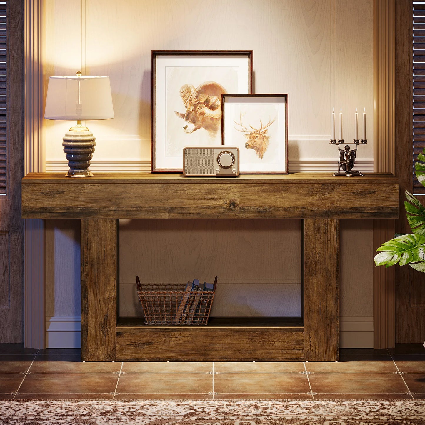 Tribesigns Farmhouse Console Table With U Shaped Base Entryway