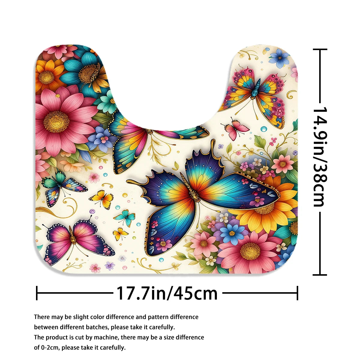 Butterfly Floral Shower Curtain Set With Hooks Waterproof