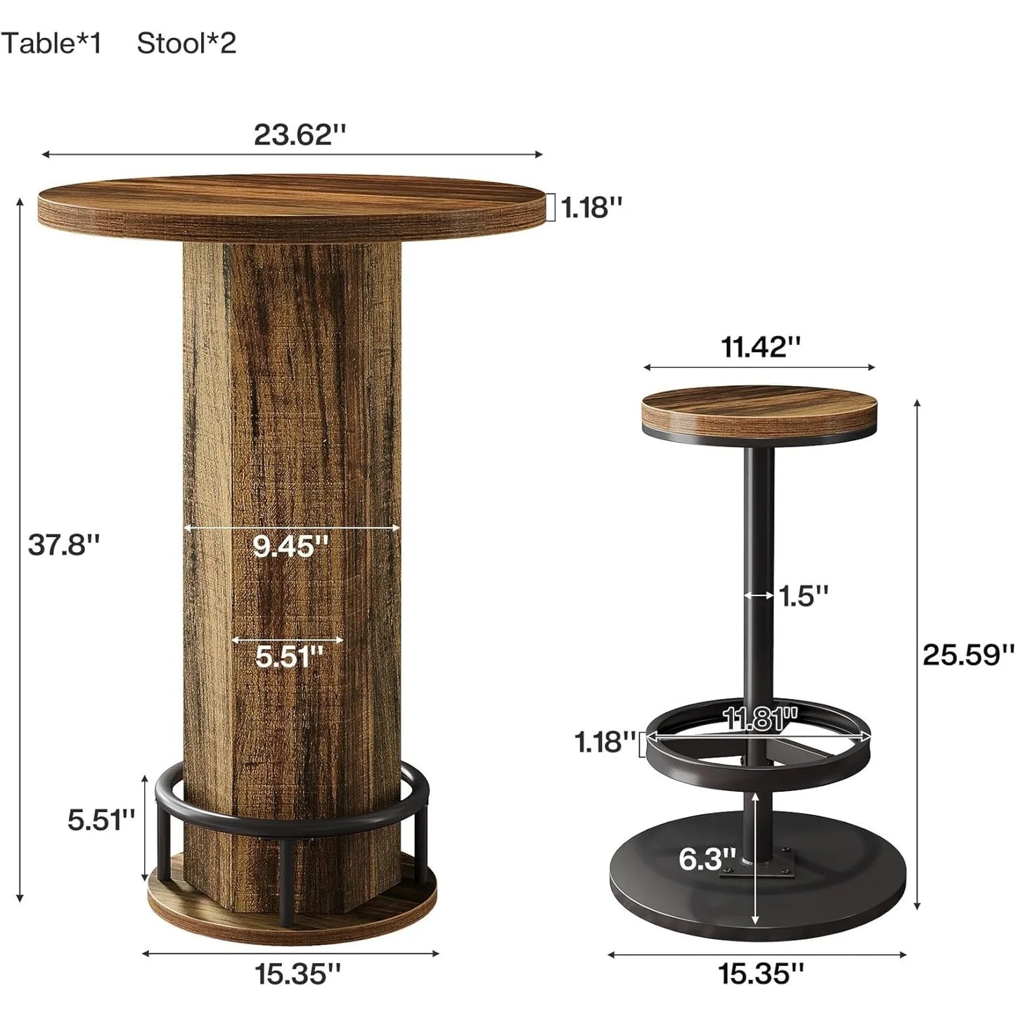 Little Tree Round Bar Table With Chairs Industrial Pub Set