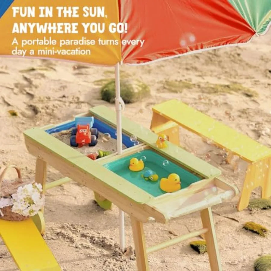 Three In One Sand Water Picnic Activity Table With Storage