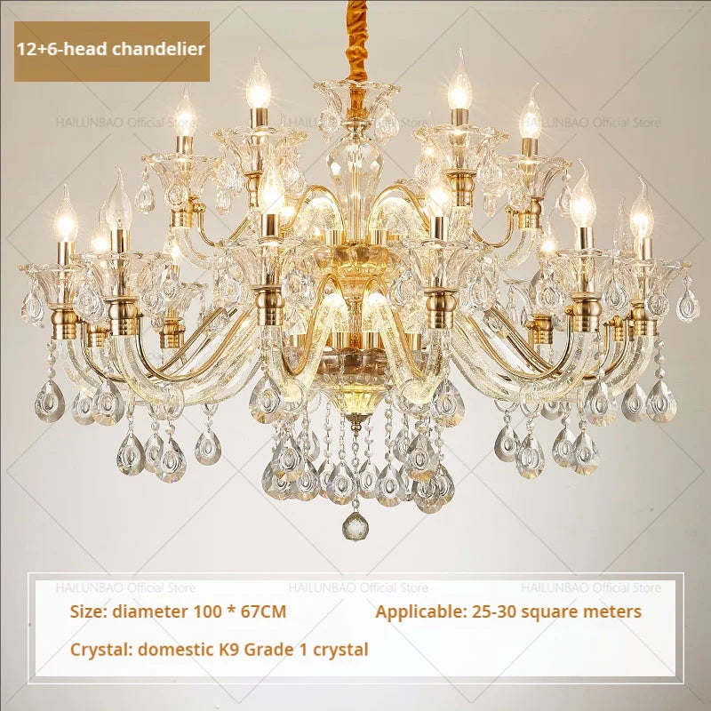 Hot European Style Villa Duplex Living Room Candle Crystal Chandelier Fashion Hotel Lobby Lobby Project Simple Lighting Lighting