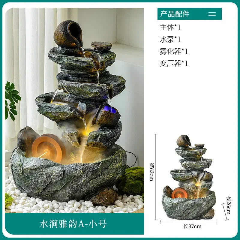 YFY   Outdoor garden rockery with ceramic pots, flowing water feature, recirculating water fountain, stone decor for landscaping