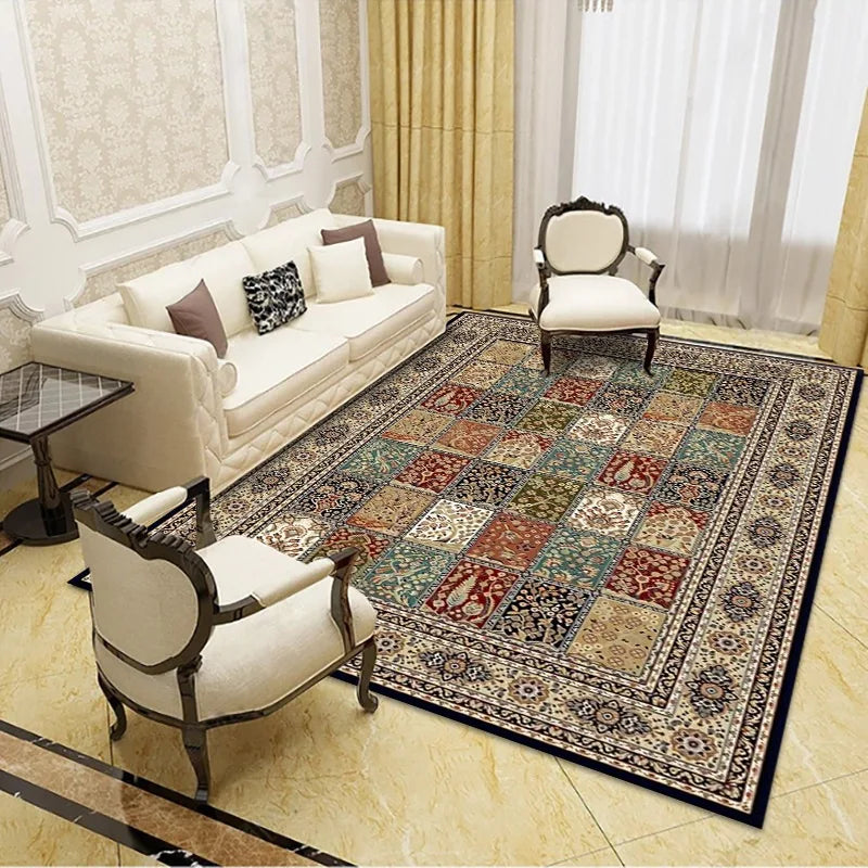 Geometric Persian Style Area Rug For Living Room And Bedroom Polyester Carpet