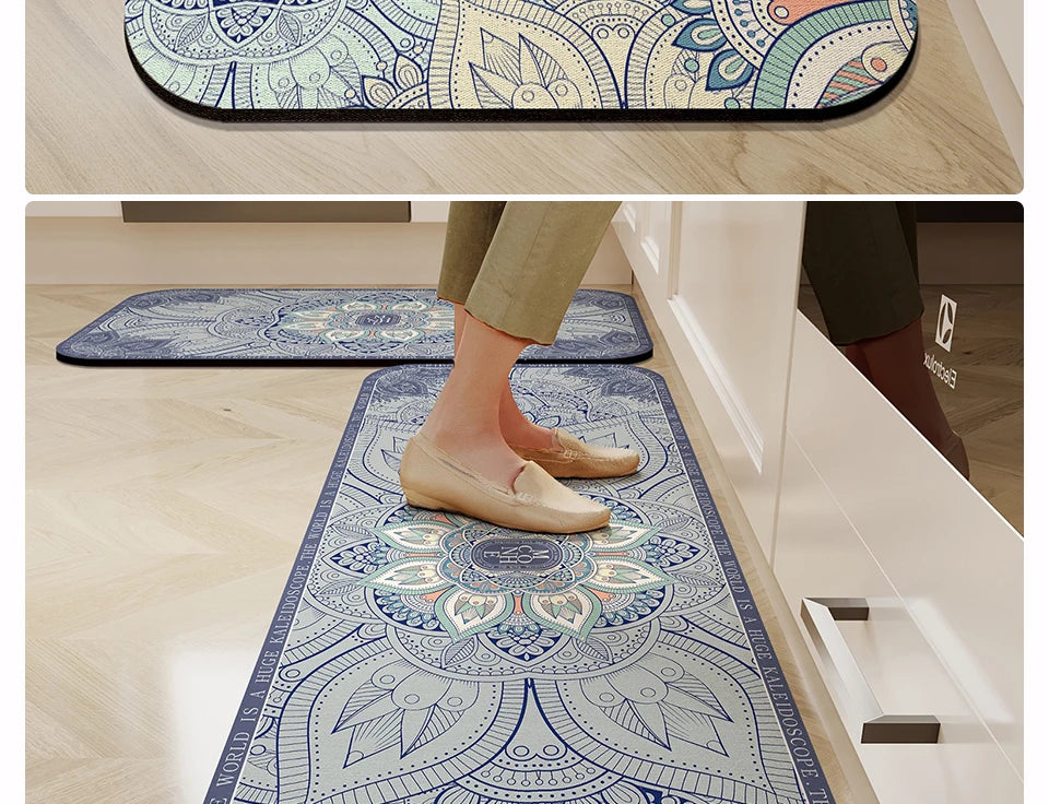 Facaishu Kitchen Floor Mat Waterproof Non Slip Oil Proof Rug