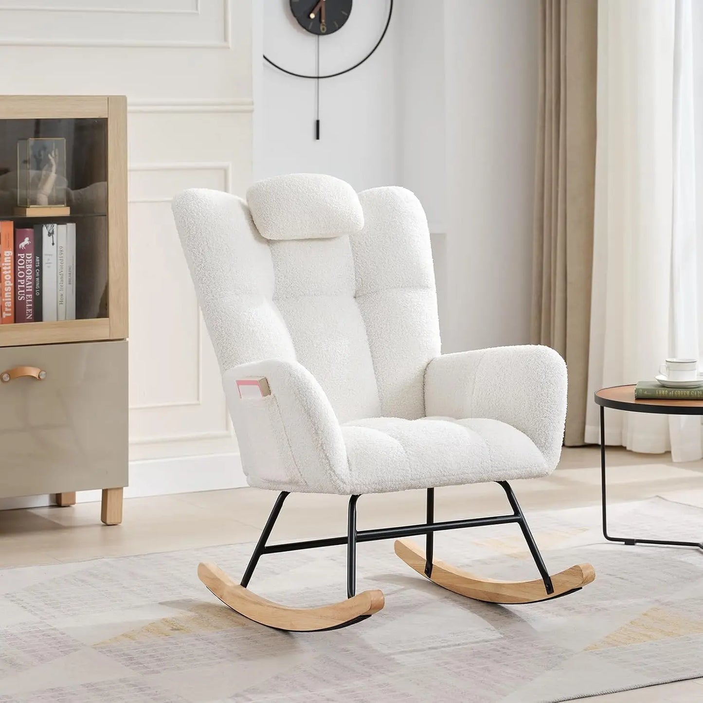 HiMISS High Back Rocking Chair With Headrest And Padded Seat
