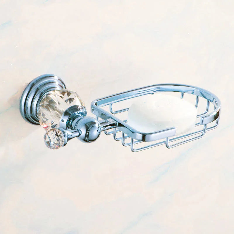 HOBHE Crystal Stainless Steel Soap Dish Holder For Bathroom