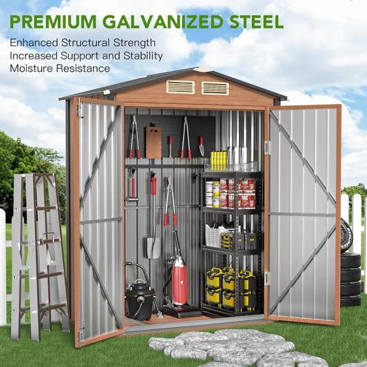 Outdoor Metal Storage Shed With Lock For Garden Utility