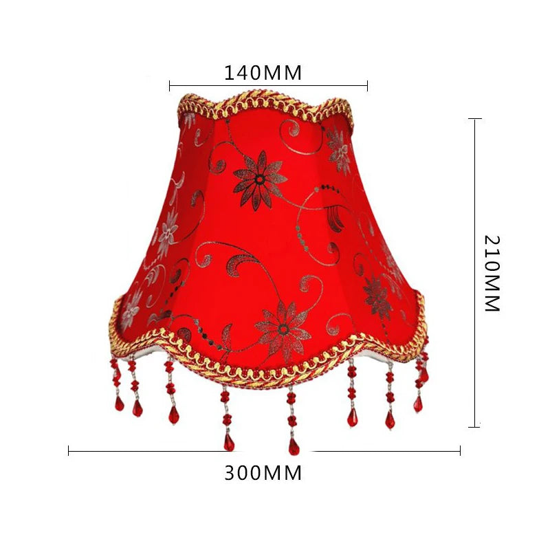 Vintage Floral Lampshade With Bead Trim For Nordic Home Decor