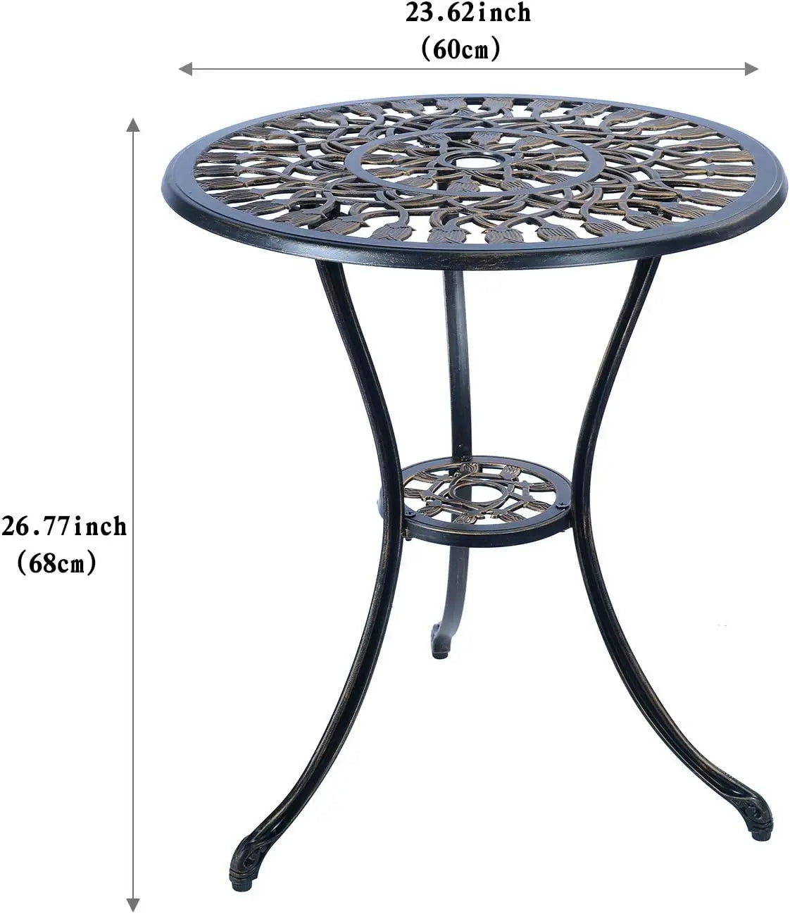 C/G 3 Piece Bistro Set,Outdoor Patio Set,Anti-Rust Cast Aluminum Bistro Table Set for Park Yard Front Porch Furniture(Antique Co