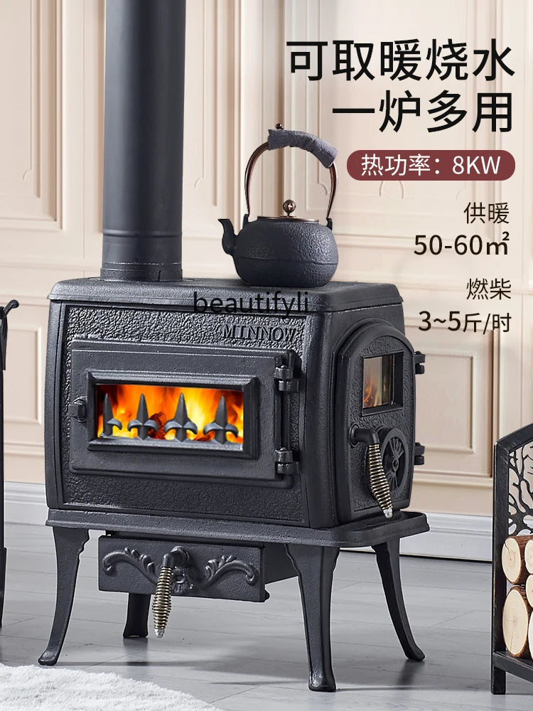 Cast Iron Wood Burning Stove for Reliable Home Heating