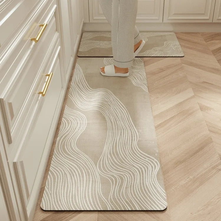 Facaishu Waterproof Kitchen Floor Mat PVC Leather Non Slip Rug