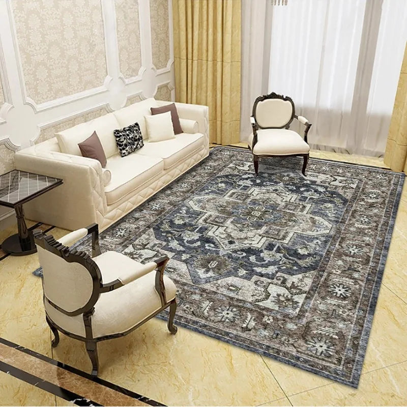 Geometric Persian Style Area Rug For Living Room And Bedroom Polyester Carpet