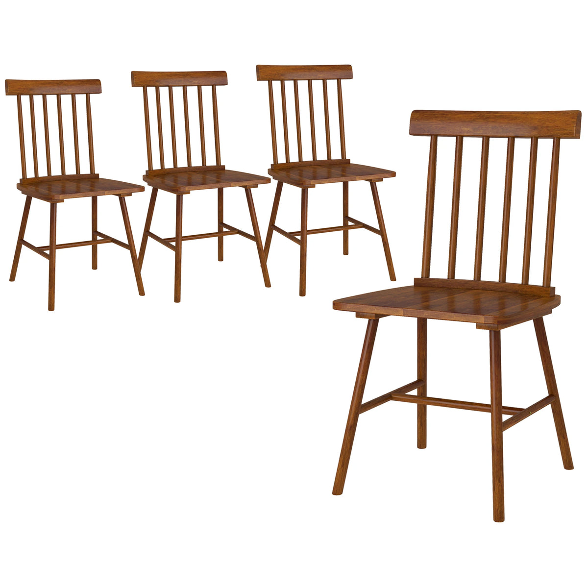 HOMCOM Windsor Wooden Dining Chairs With Spindle Backrests