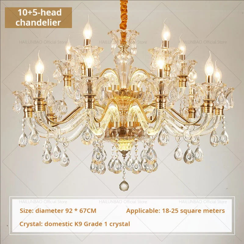 Hot European Style Villa Duplex Living Room Candle Crystal Chandelier Fashion Hotel Lobby Lobby Project Simple Lighting Lighting