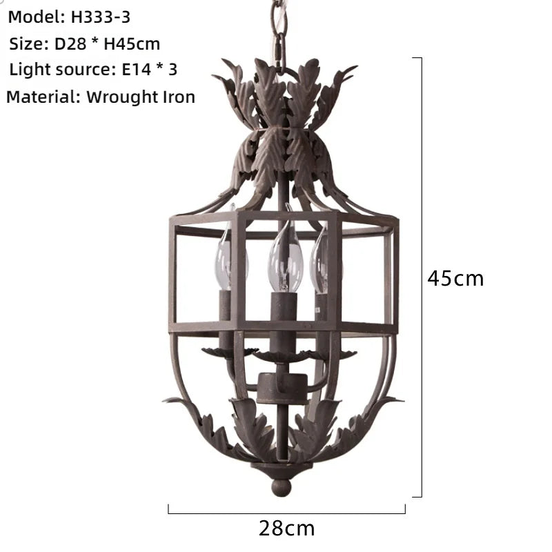 American Retro Antique Wrought Iron Led Pendant Light For Home Decoration Living Room Dining Room Hallway Foyer Bedroom Lighting