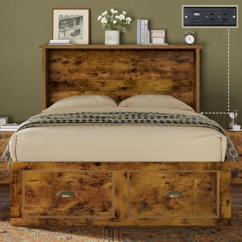 Murphy Bed Cabinet With Charging Station And Storage Drawer