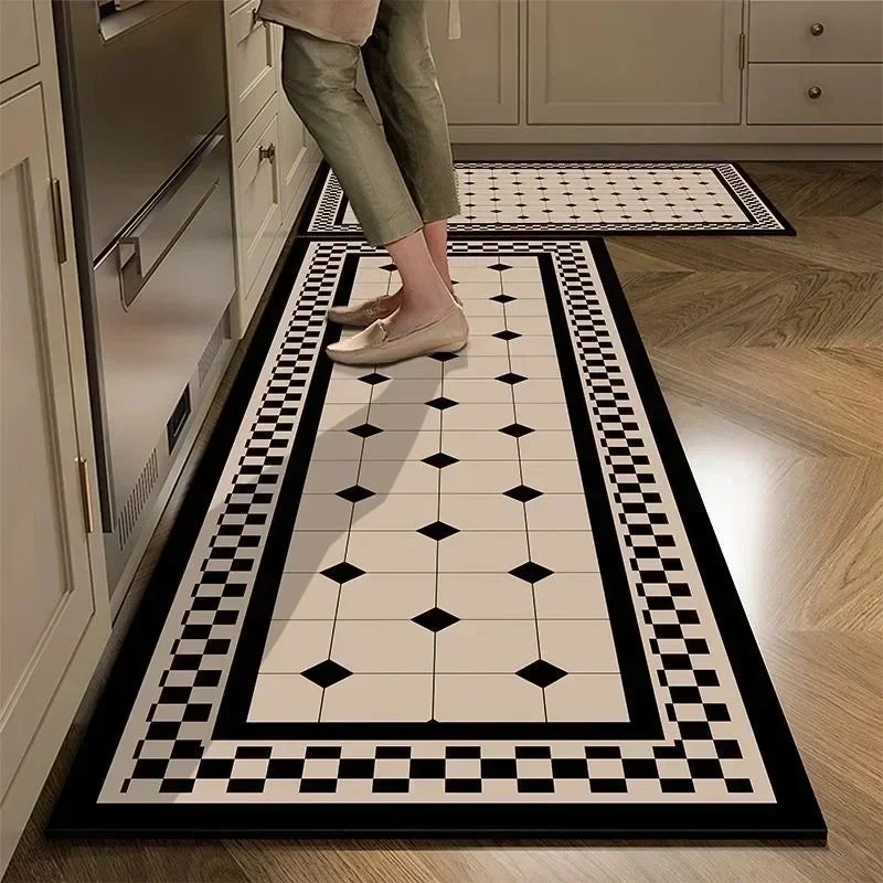 Facaishu Kitchen Floor Mat Absorbent Non Slip PVC Backed Rug