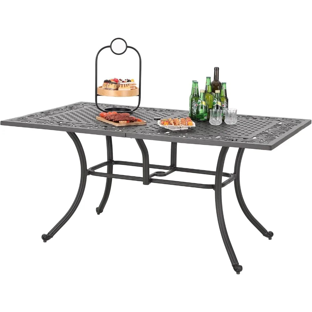 Outdoor Rectangular Cast Aluminium Dining Table For Patio