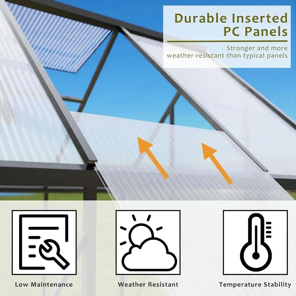 Durable Polycarbonate Walk-In Greenhouse With Roof Vent