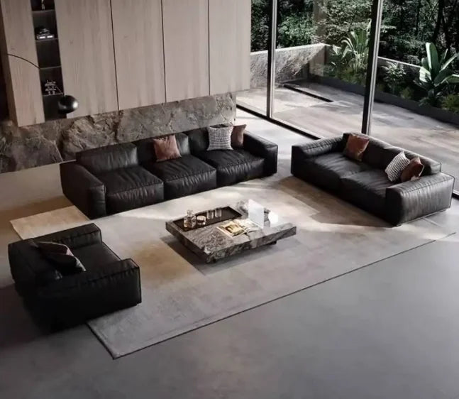 MDNG Genuine Leather Italian Style Sectional Sofa Family Living Room