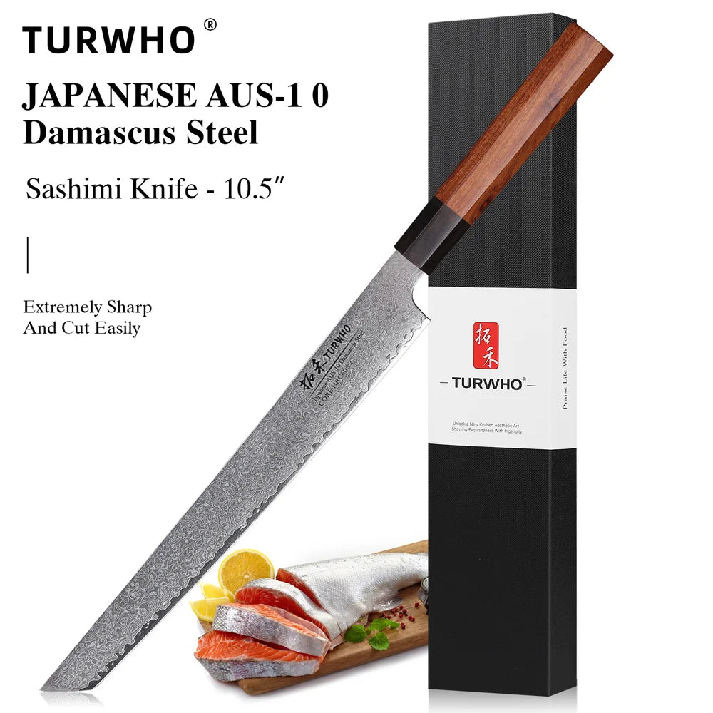 TURWHO Hand Forged Japanese Chef Knife Damascus Steel Santoku