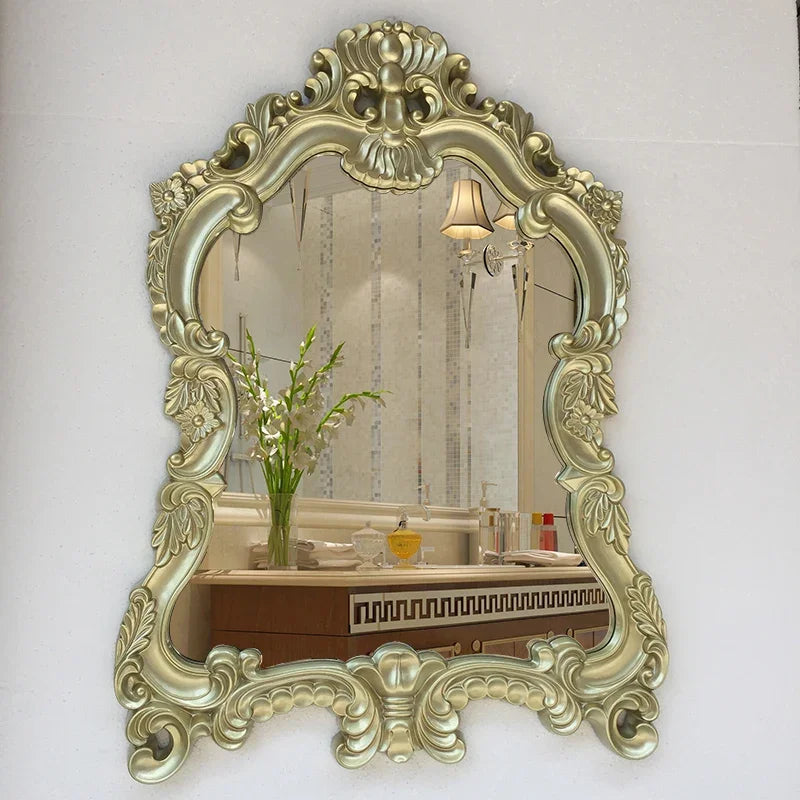 European Style Wall Mounted Bathroom Mirror With Waterproof Decorative Frame