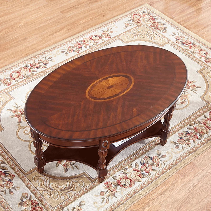 American Classic Coffee Tables With Drawers Storage Retro Oval Coffee Tables Luxury Elegant Mesas De Café Furniture Home