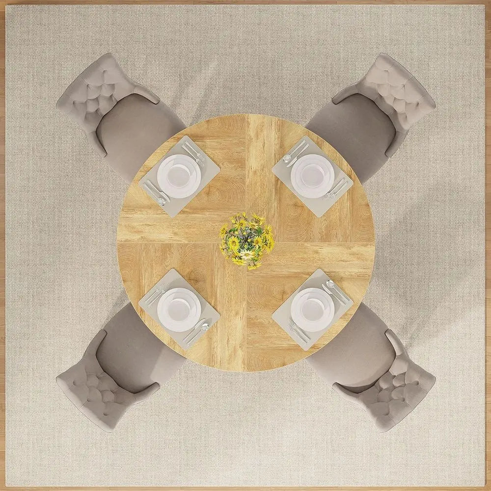47 inch Round Dining Table Wood Kitchen Table or Dining Room, 47" Dinner Room Tables or 4-6, armhouse Accent urniture with Woode
