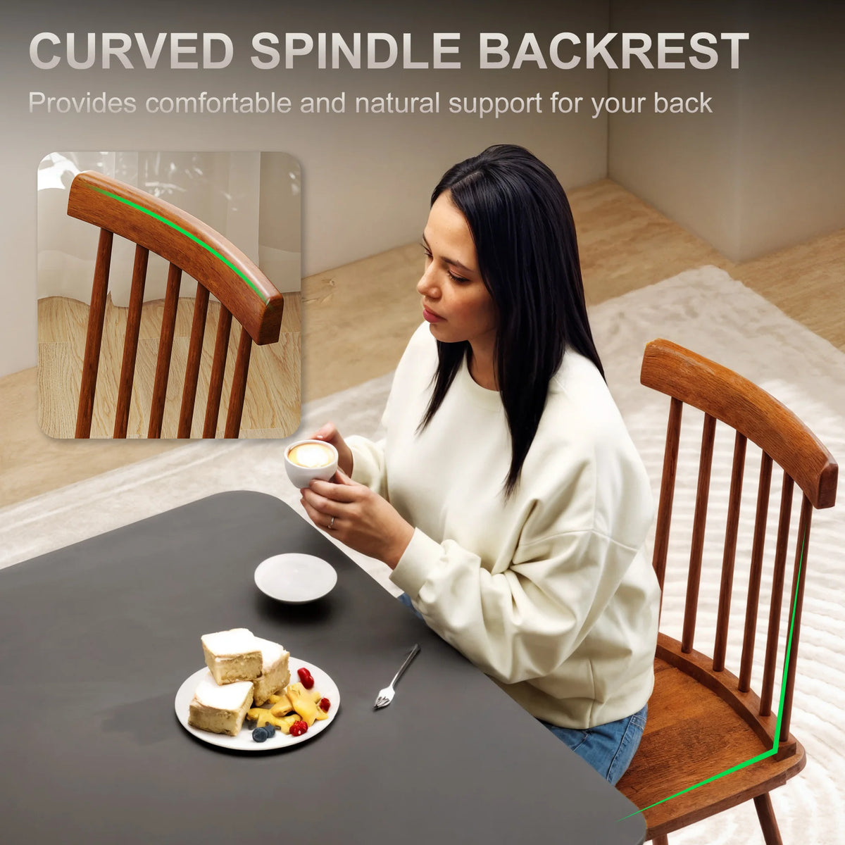 HOMCOM Windsor Wooden Dining Chairs With Spindle Backrests