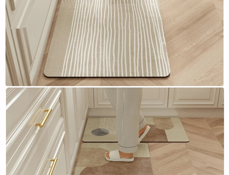 Facaishu Waterproof Kitchen Floor Mat PVC Leather Non Slip Rug
